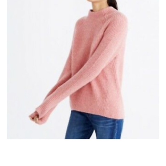 Madewell Sz XS Northfield Mock Neck Sweater Pink Acrylic Wool Nylon Pullover - Picture 2 of 8